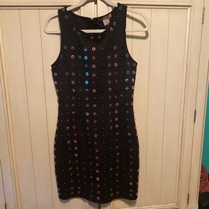 New with tags black dress with iridescent sequins and beads.